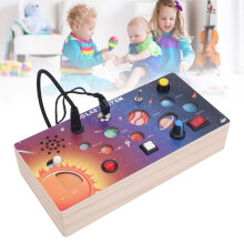 Solid Wood Toddler Sensory Board Solar System Early Education Toy