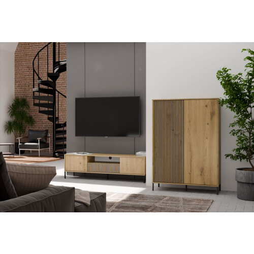 KAMARO 2DD SLIM/GŁ OAK ARTISAN DISPLAY CABINET 1