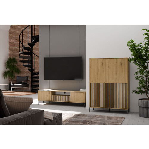 KAMARO 4DK SLIM/GŁ OAK ARTISAN DISPLAY CABINET 1