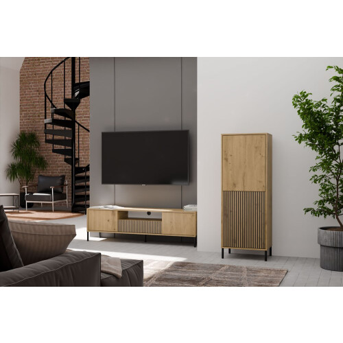 KAMARO 2DK SLIM/GŁ OAK ARTISAN DISPLAY CABINET 2