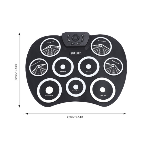 Electronic Drum Practice Pad with 9 Silicone Pads USB Port & Drumsticks 1