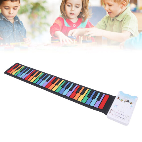 Foldable 49-Key Silicone Roll Up Piano with Speaker, USB Rechargeable
