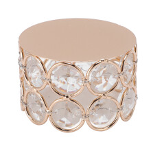 Hollow Crystal Beads Iron Candle Holder 6.3cm Gold for Tealights