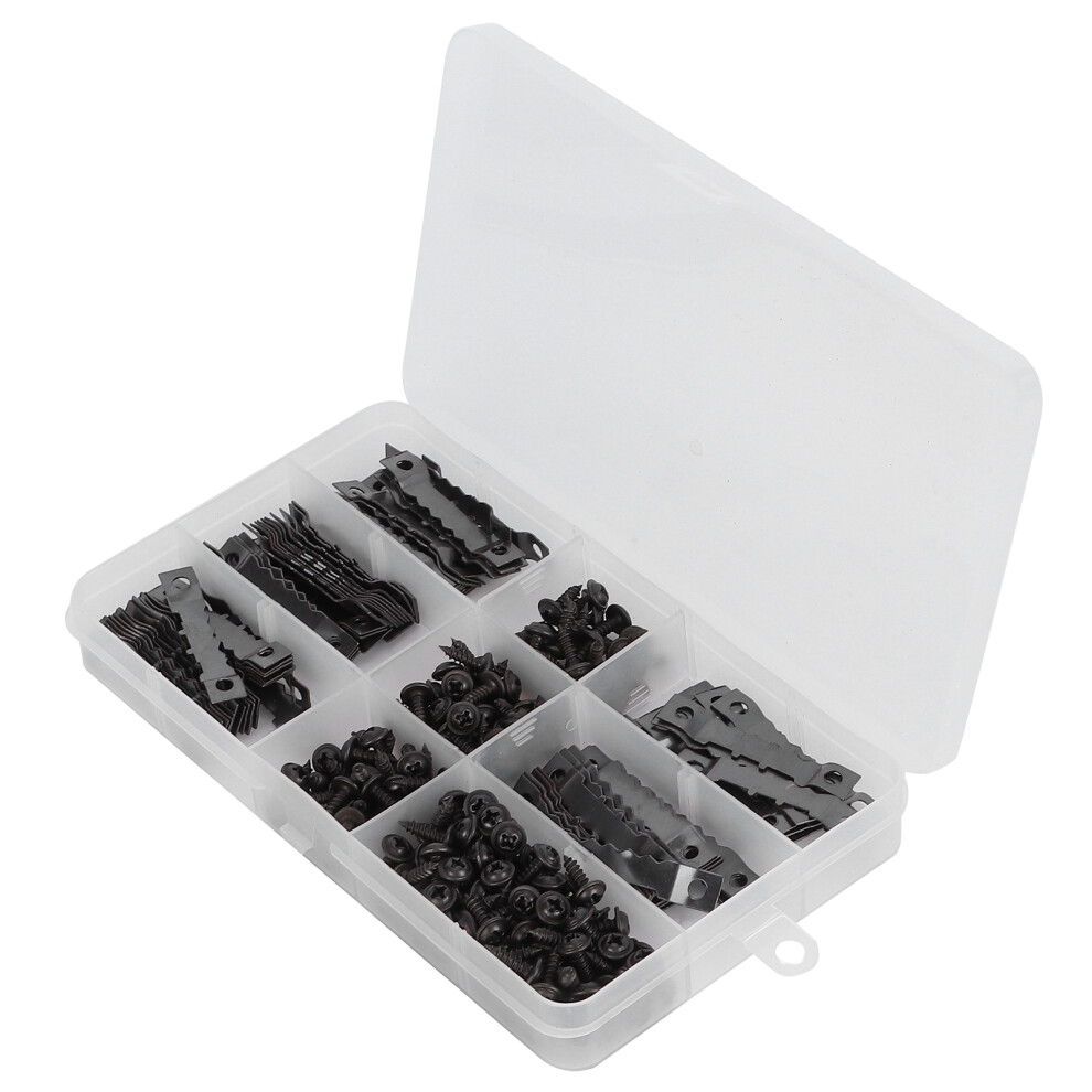 Durable 100Pcs Black Sawtooth Hangers & 200 Screws For Wall Decor 3411358860951