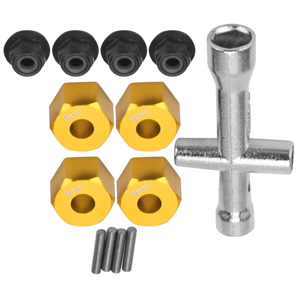 12mm Aluminum RC Wheel Hex Adapter Set, Gold, 9mm Thickness-image-OPC-PMSMDFP-NEW