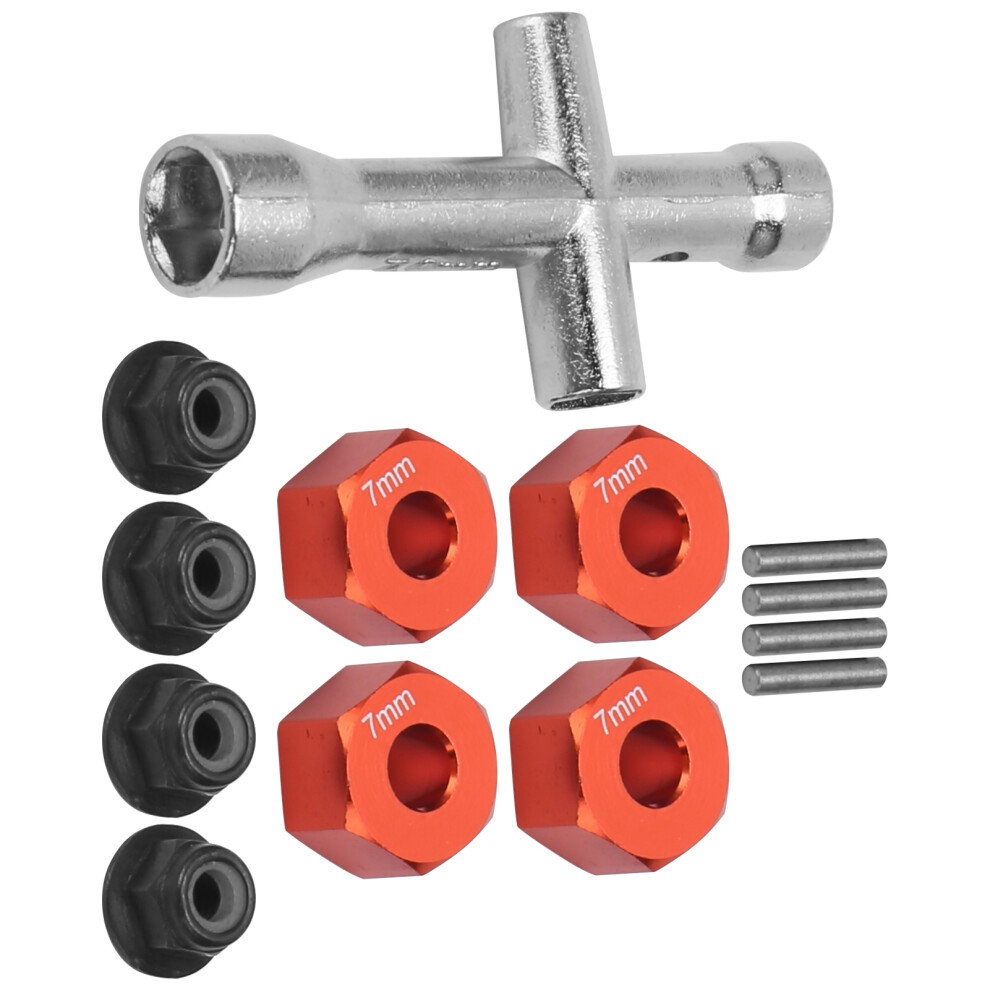 12Mm Aluminum Hex Hub Adapter Set For 1/10 Rc Cars In Red 3221358863643