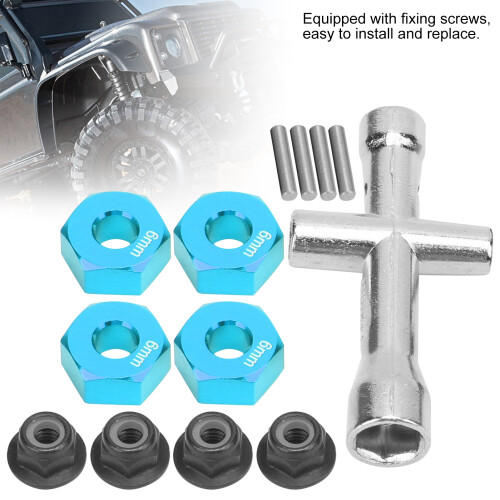 Ensemble d'adaptateurs de moyeu hexagonal pour roue de 12 mm, épaisseur 6 mm, bleu 2