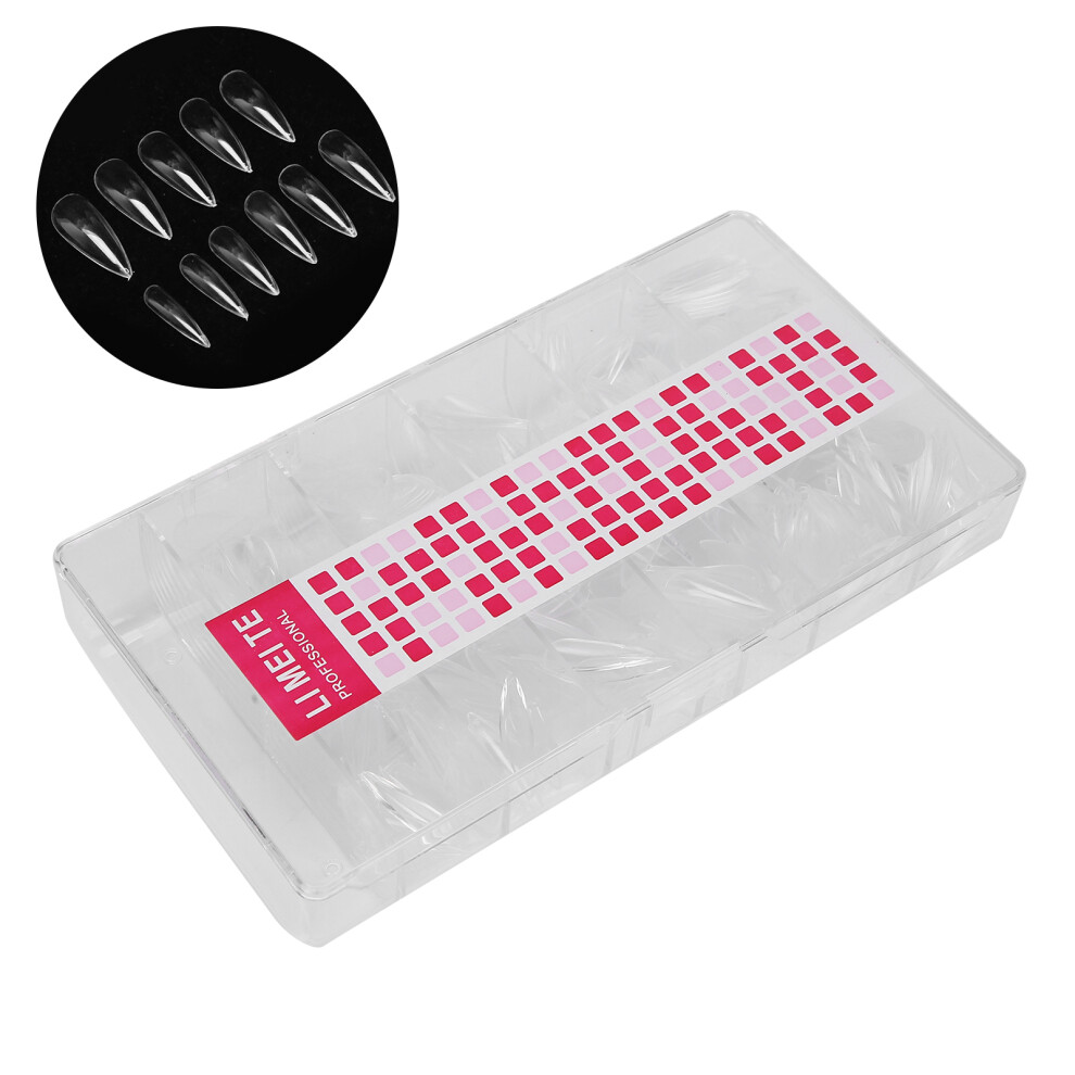 500PCS Clear Stiletto Fake Nails, Full Cover, Long, DIY Nail Art