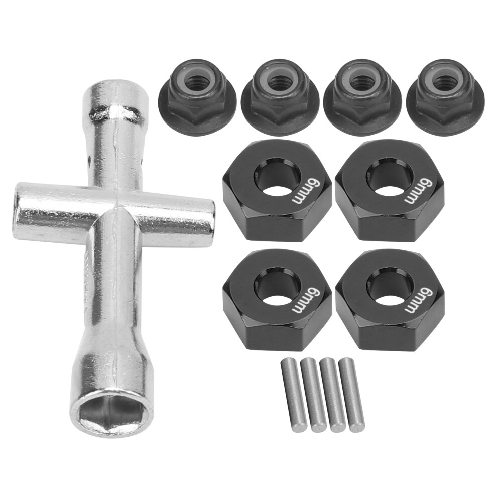 12Mm Aluminum Hex Hub Adapter Set For 1/10 Rc Cars Black 3291358867248