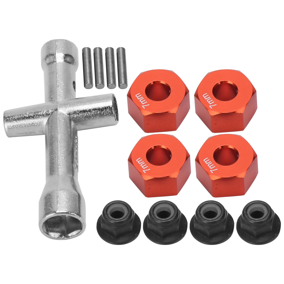 12Mm Rc Wheel Hex Adapter Set, Aluminum, 7Mm Thick, Red 8731358866780