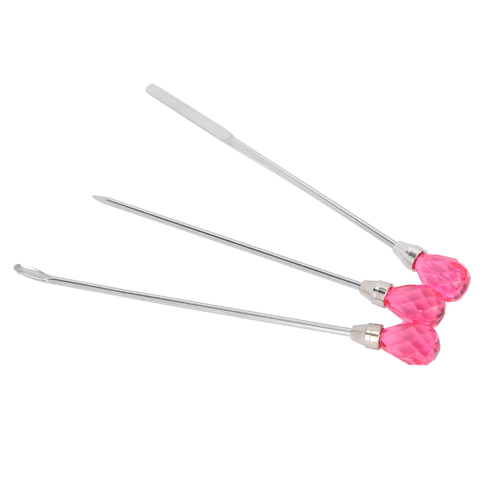 Stainless Steel Nail Stirring & Spatula Set 3Pcs for DIY Nail Art Rose Red
