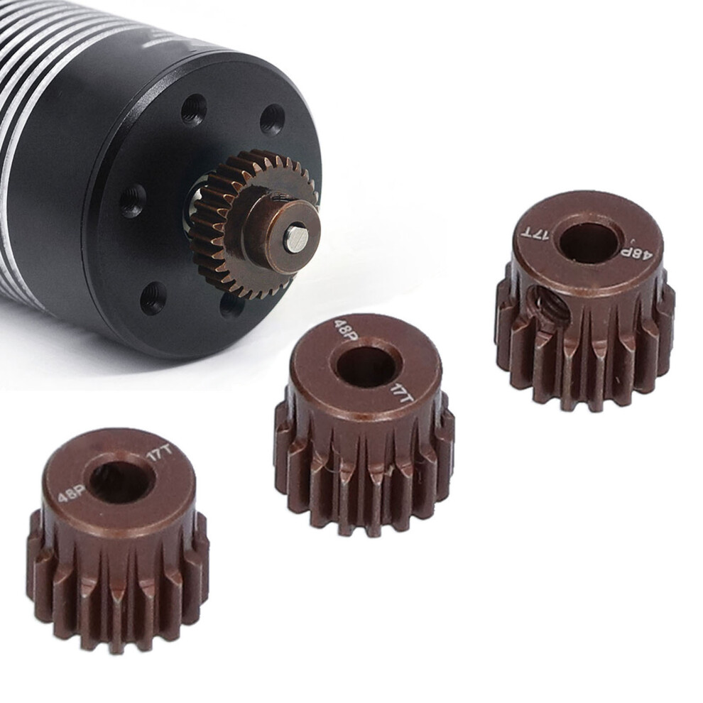 3Pcs 48Dp Steel Pinion Gear 17T For 1/10 Rc Car 3.175Mm Shaft Red 9301358867439