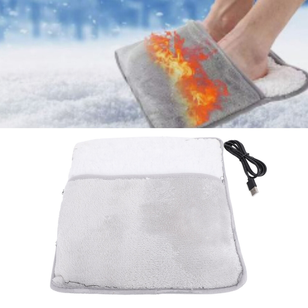 Grey Electric Foot Warmer Usb Fast Heating Flannel Foot Pad 29X29cm