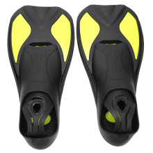 Erwachsenen-Silikon-Schwimflossen Schwarz Gelb M, weiche Schnorchel-Tauchschuhe