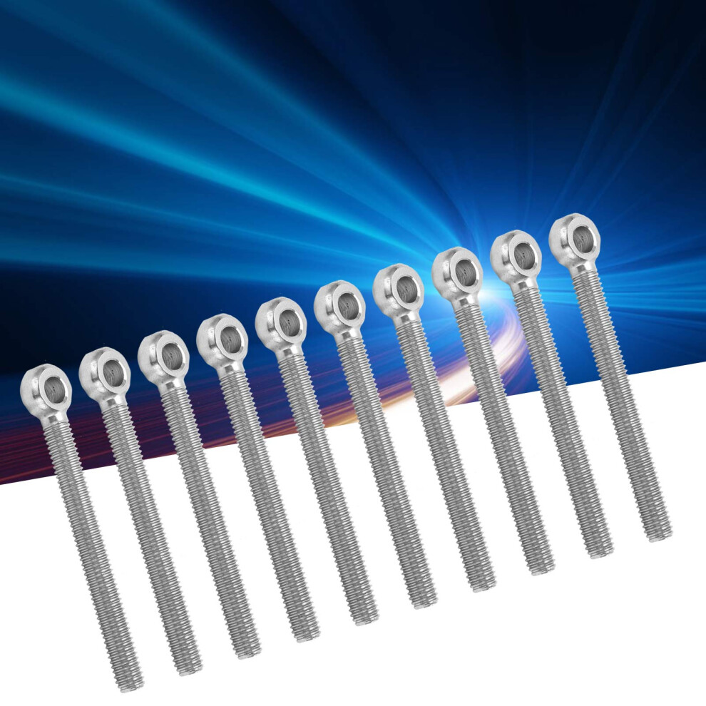 10Pcs M6x60 304 Stainless Steel Eye Bolts Hooks Anti-Corrosion Screws Set 4331358871889