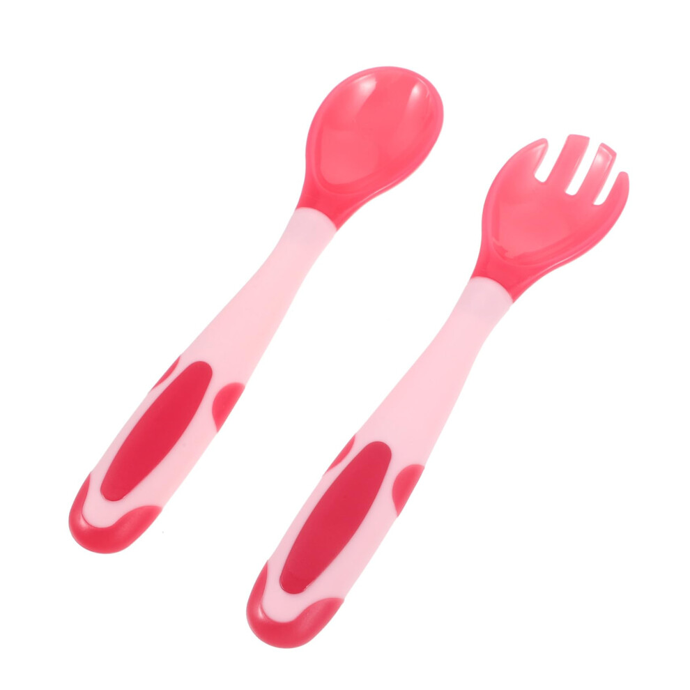 Cutlery For Left-Handers Bendable Spoon And Fork Training Utensils Safe Grip Self-Feeding Flatware For Kids Pink