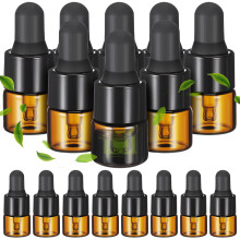 30Stk 1Ml Braune Glasflaschen Für Ätherisches Mit Schwarzen Verschlüssen