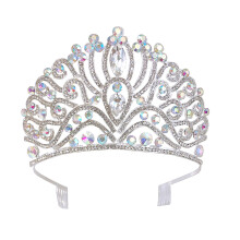 1Pc Elegant Silver Wedding Crown with Crystal Rhinestones for Women