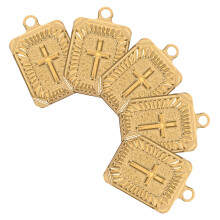 5Pcs Stainless Steel Rectangle Cross Pendant For Necklaces Bracelets