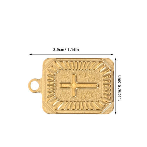 5Pcs Stainless Steel Rectangle Cross Pendant For Necklaces Bracelets 2