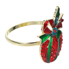 Red Metal Christmas Napkin Rings Reusable Jingle Bell Design