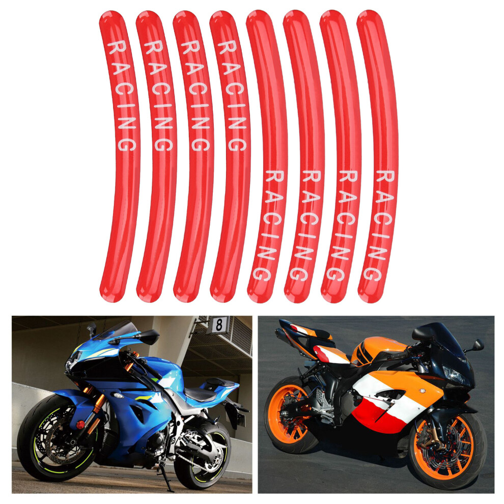 8Pcs Waterproof Reflective Wheel Rim Stickers For Racing Car 12X1cm 8331358876859