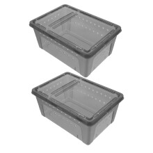 2 Unidades Caja De Alimentación Para Reptiles En Plástico