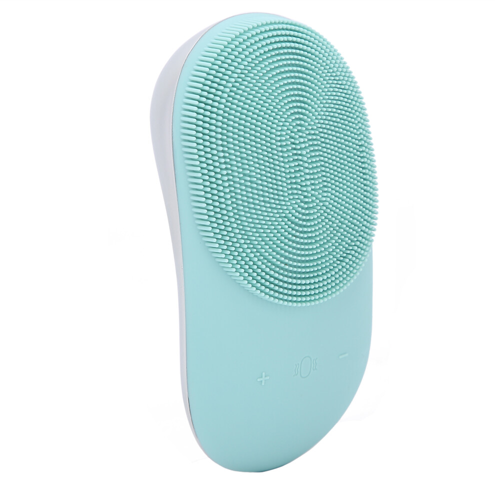 Green 2-In-1 Electric Facial Cleansing Brush Silicone Sonic Vibration