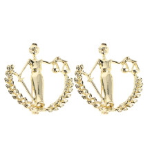 2Pcs Libra Goddess Brooch Pin - Golden Metal Justice Scale Lapel
