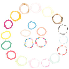 21Pcs Lovely Colorful Resin Rings For Women Girls