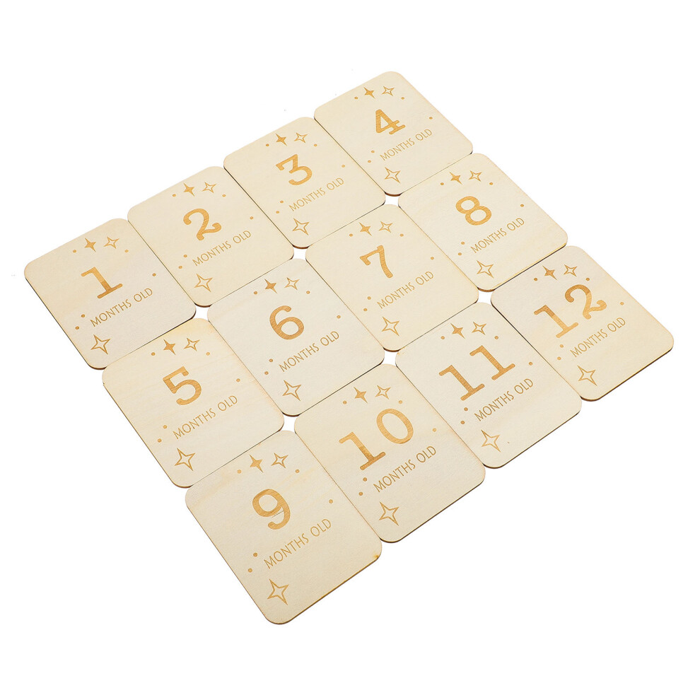 Totority 60 Pcs Baby Growth Commemorative Wooden Milestone Cards Photo Props