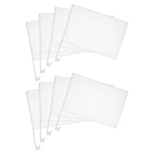 8Pcs White Car Flags: Double Sided Blank Window Flags With Pole