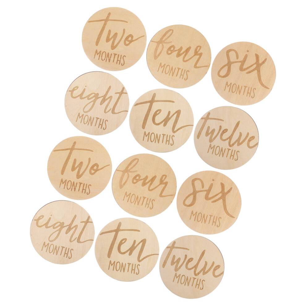 48 Pcs Round Wooden Monthly Milestone Discs For Baby Happyyami