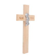 2Pcs Wooden Cross Solid Wood Craft Christian Pendant
