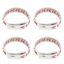 4Pcs Pu Baseball Bracelets Adjustable Braided Wristbands For Kids Adults