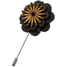 5Pcs Flower Boutonniere Pin Wooden Lapel Pin For Wedding Groom Suit
