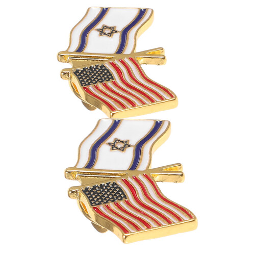 2Pcs Flag Us Flag Lapel Pin Clothes Brooches