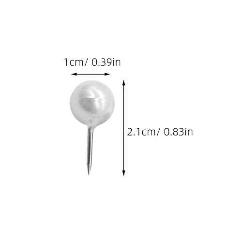 2 Boxes Cork Board Pins: Metal Point Map Push Pins - Pearl White 1