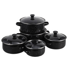 5Pcs Enamel Stew Pot With Glass Lid For Soup Noodle Cooking