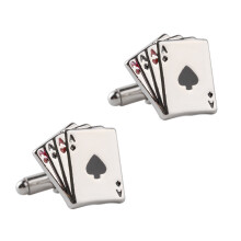 4 Pcs Men Poker Cufflinks Playing White Shirt Wedding