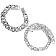 5 Sets Men Link Chain Necklace Bracelet Hip Hop Jewelry