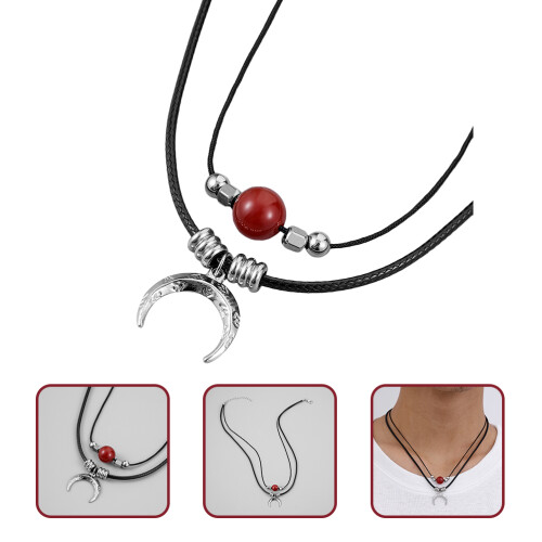 Zwarte Titanium Agate Moon Ketting Dames Sfeervol Accessoire 1