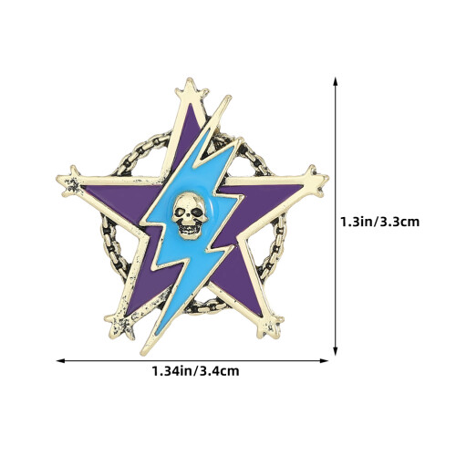 6Pcs Skull Brooch Pin For Men – Retro Five-Pointed Star Lapel Pin 1