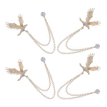 8 Pcs Men'S Alloy Rhinestone Brooch Pin With Chain For Suits Coats