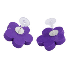 3Pcs Flower Ear Studs Polymer Clay Jewelry For Women Purple