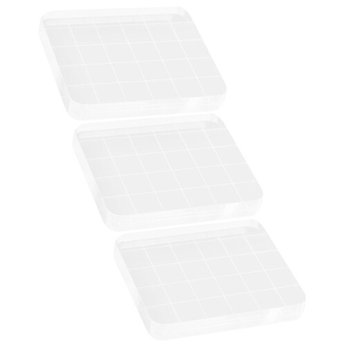 3Pcs Bloco Carimbo Acrílico 6X5Cm com Grade para Diy