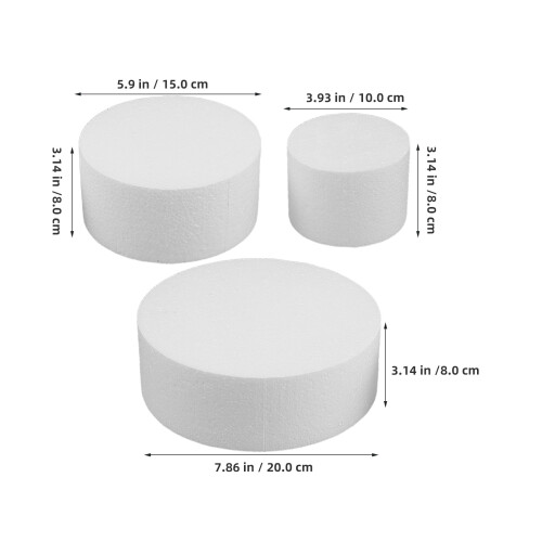 3 Unidades Bolo Isopor 4/6/8 Polegadas Para Decoração 1