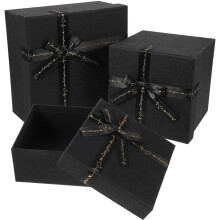 3Pièces Boîtes Cadeaux Noires En Carton Durable Pour Rangement