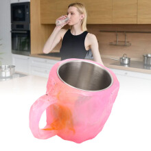 Nachbildung aus Mineral Kristall Kaffeetasse 320ml Resin Rosa mit Stahlinnenseite