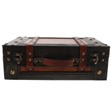 Wooden Treasure Chest With Handle For Keepsake Storage